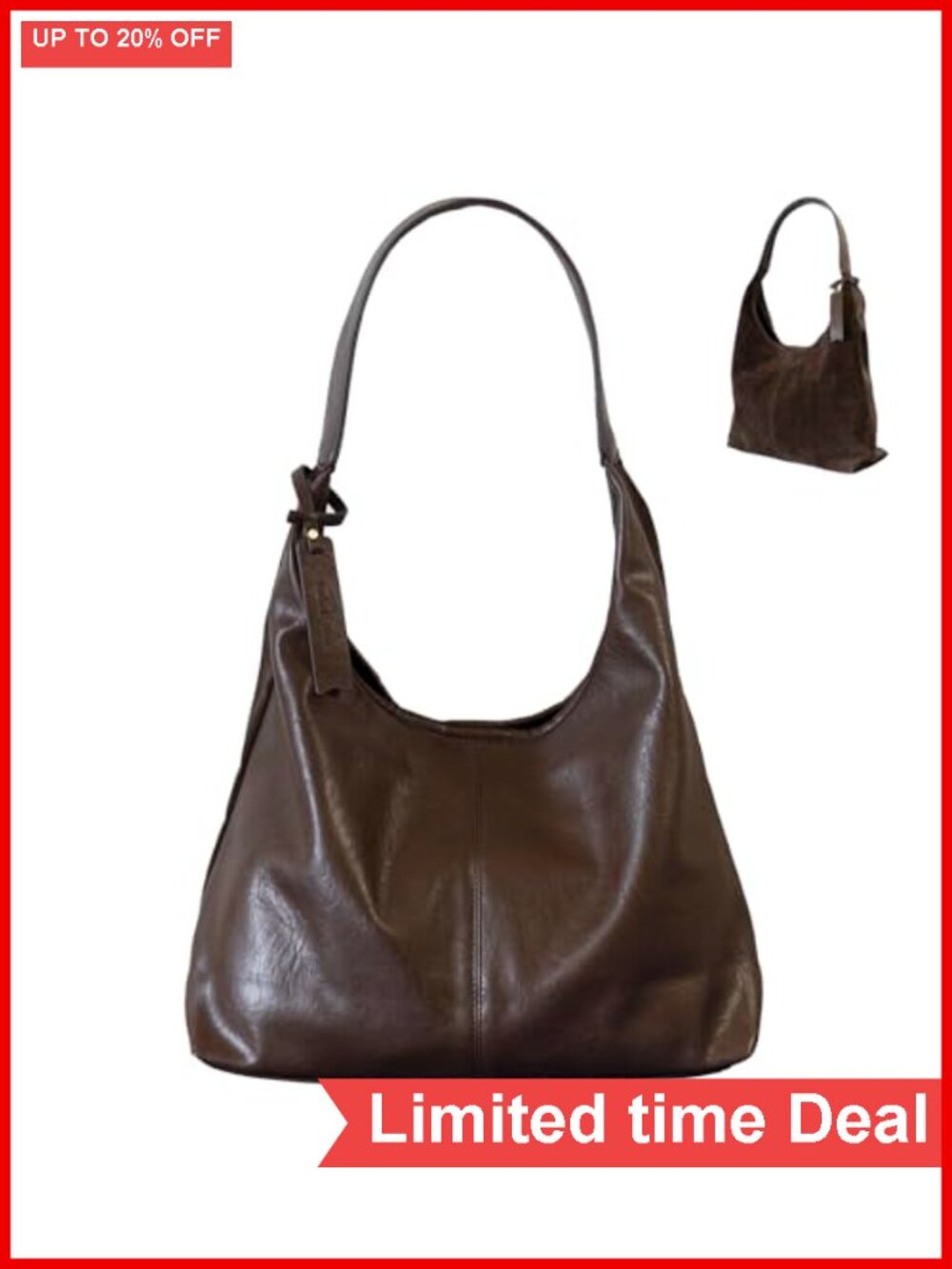 PU Leather Suede Reversible Tote Hobo Bag with Laptop Pocket